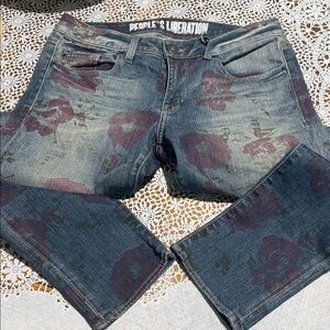 People's Liberation Blue Floral Women's Skinny Jeans